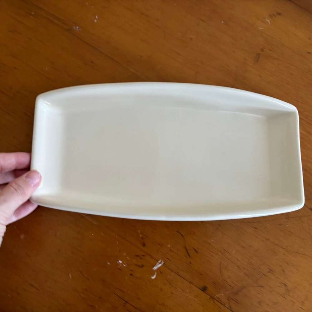 Off White Ceramic Rectangular Trinket Dish
